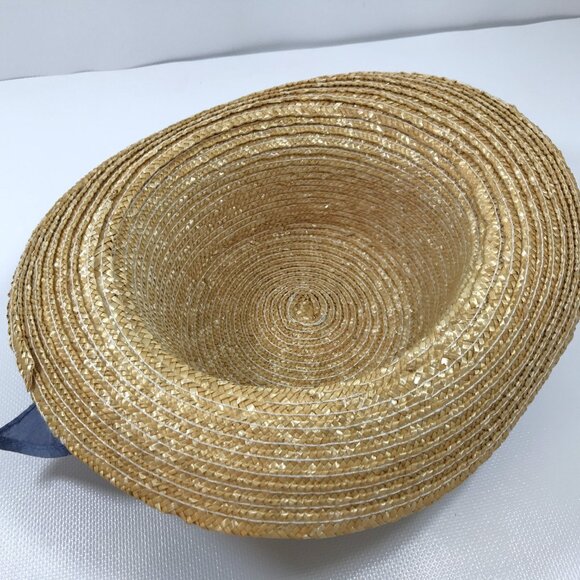 Vintage Straw Brimmed Summer Hat Floral Embroided Band main image 6